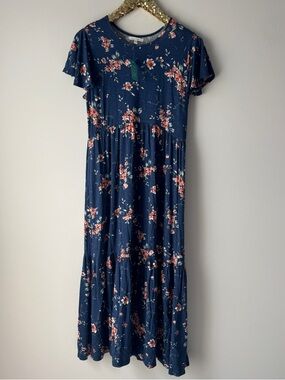 Navy Floral Tiered Maxi Dress NWT